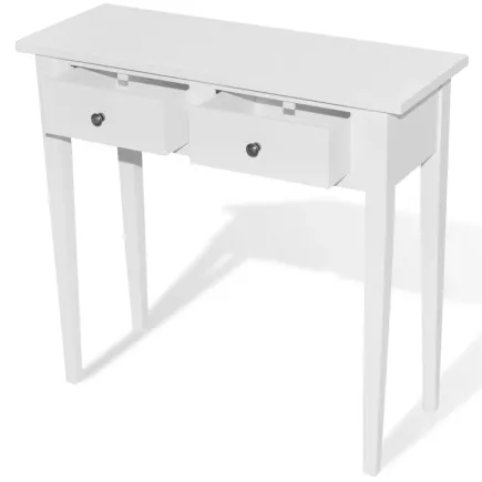 Table de console et coiffeuse avec 2 tiroirs Blanc 2