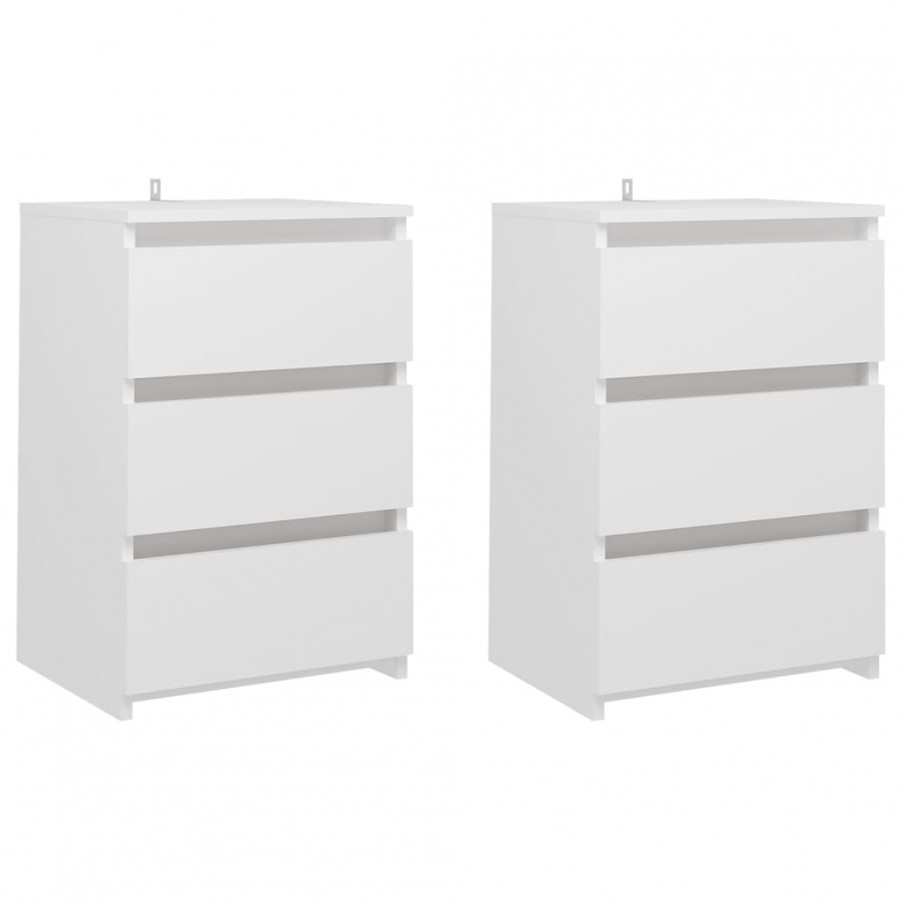 Tables de chevet 2 pcs Blanc 40x35x62,5 cm Aggloméré