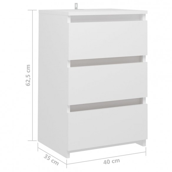 Tables de chevet 2 pcs Blanc 40x35x62,5 cm Aggloméré