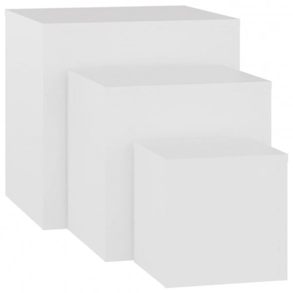 Tables d'appoint 3 pcs Blanc Aggloméré Tables d'appoint 3 pcs Blanc Aggloméré