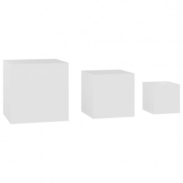 Tables d'appoint 3 pcs Blanc Aggloméré Tables d'appoint 3 pcs Blanc Aggloméré