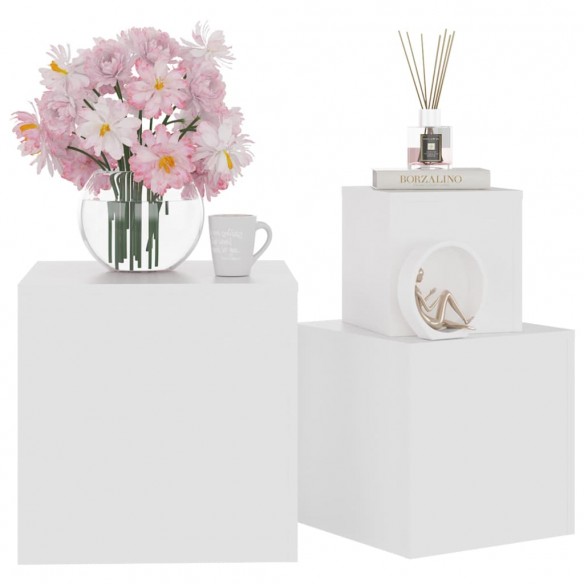 Tables d'appoint 3 pcs Blanc Aggloméré Tables d'appoint 3 pcs Blanc Aggloméré