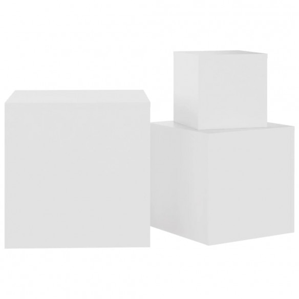 Tables d'appoint 3 pcs Blanc Aggloméré Tables d'appoint 3 pcs Blanc Aggloméré