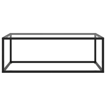 Table basse Noir avec verre trempé 100x50x35 cm 2