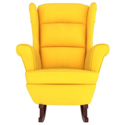 Fauteuil à bascule pieds en bois massif d'hévéa Jaune Velours 2