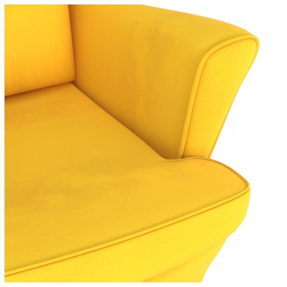 Fauteuil à bascule pieds en bois massif d'hévéa Jaune Velours Fauteuil à bascule pieds en bois massif d'hévéa Jaune Velours