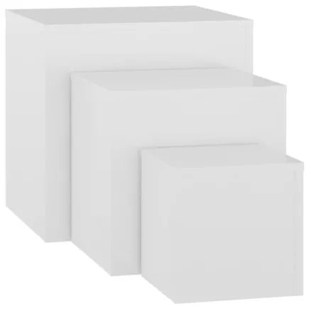 Tables d'appoint 3 pcs Blanc brillant Aggloméré 2