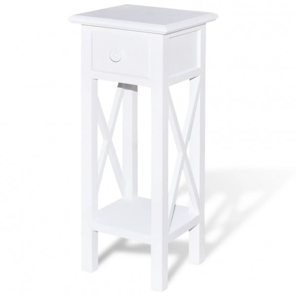 Table d'appoint avec tiroir Blanc Table d'appoint avec tiroir Blanc