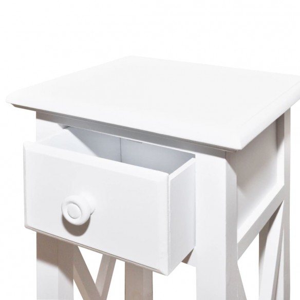 Table d'appoint avec tiroir Blanc Table d'appoint avec tiroir Blanc