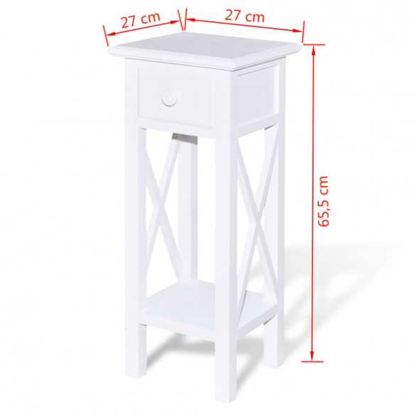 Table d'appoint avec tiroir Blanc Table d'appoint avec tiroir Blanc