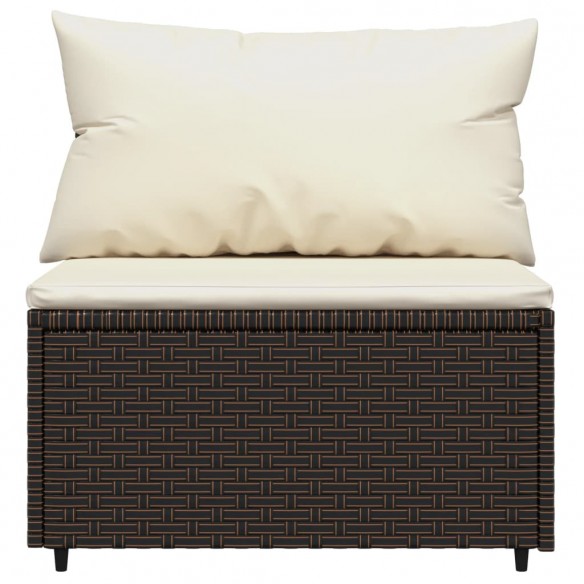 Salon de jardin 4 pcs avec coussins Marron Résine tressée
