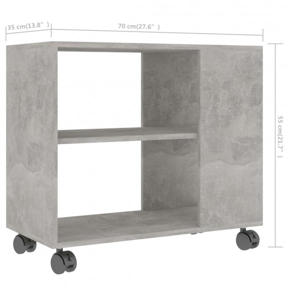 Table d'appoint Gris béton 70x35x55 cm 