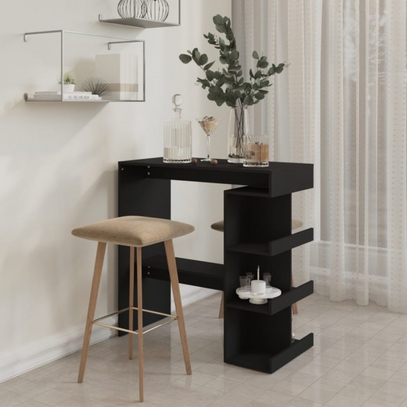 Table de bar étagère de rangement Noir 100x50x101,5 cm Table de bar étagère de rangement Noir 100x50x101,5 cm