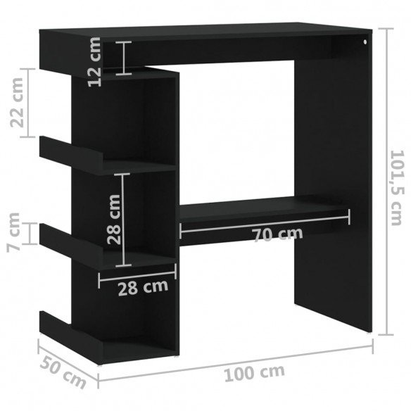 Table de bar étagère de rangement Noir 100x50x101,5 cm Table de bar étagère de rangement Noir 100x50x101,5 cm