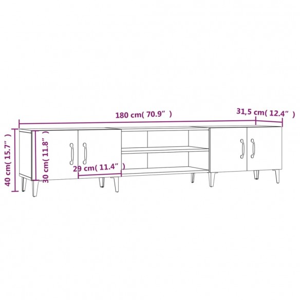 Meubles TV chêne sonoma 180x31,5x40 cm bois d'ingénierie Meubles TV chêne sonoma 180x31,5x40 cm bois d'ingénierie