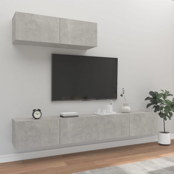 Ensemble de meubles TV 3 pcs Gris béton 