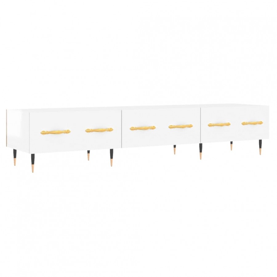 Meuble TV blanc brillant 150x36x30 cm bois d'ingénierie