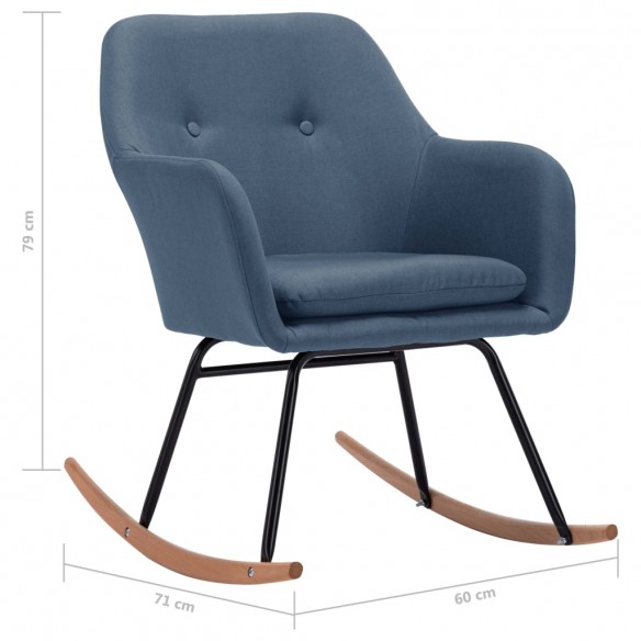 Chaise à bascule Bleu Tissu Chaise à bascule Bleu Tissu