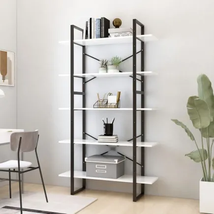 Bibliothèque à 5 niveaux Blanc 100x30x175 cm