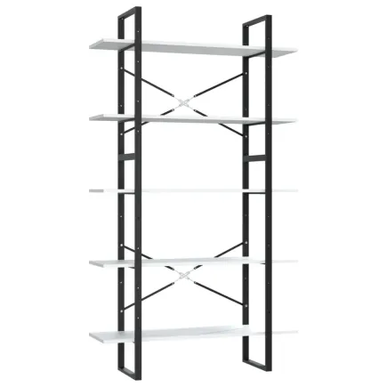 Bibliothèque à 5 niveaux Blanc 100x30x175 cm  2