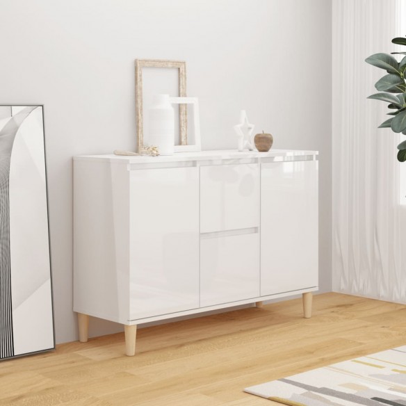 Buffet Blanc brillant 103,5x35x70 cm Aggloméré