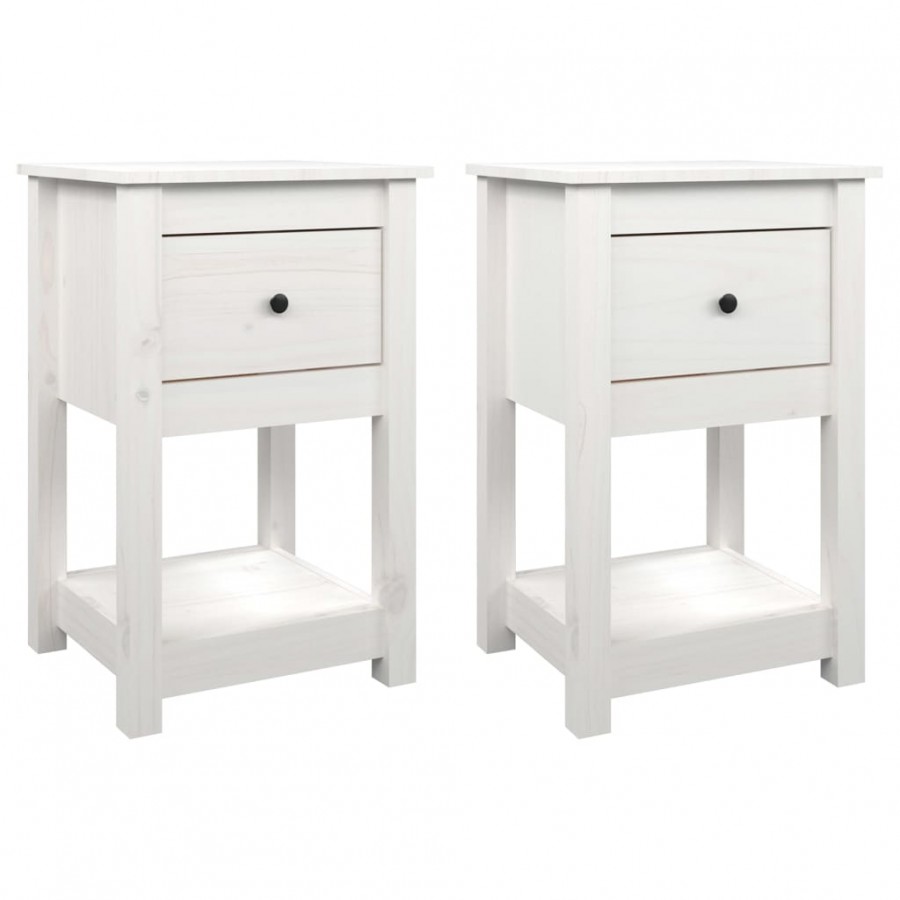 Tables de chevet 2 pcs Blanc 40x35x61,5 cm Bois de pin massif