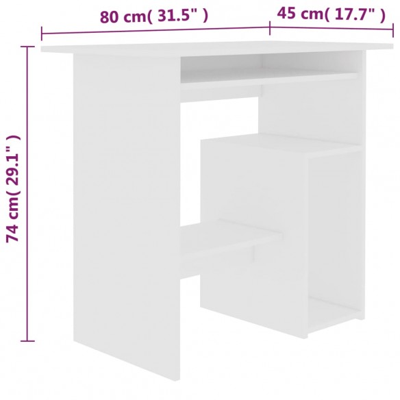 Bureau Blanc 80 x 45 x 74 cm Aggloméré Bureau Blanc 80 x 45 x 74 cm Aggloméré