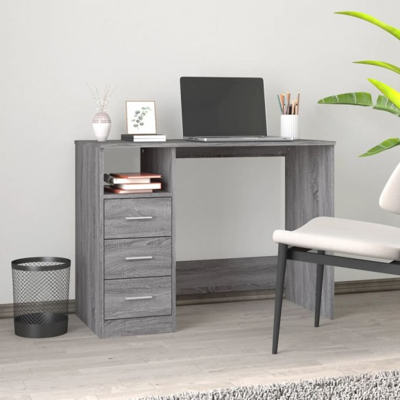 Bureau avec tiroirs Sonoma gris 102x50x76 cm 