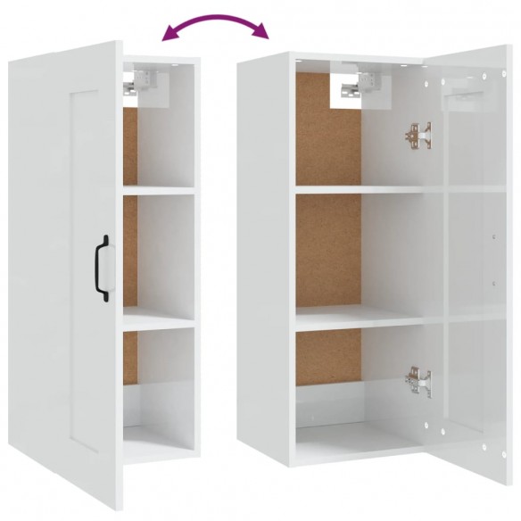 Armoire suspendue Blanc brillant 35x34x90 cm 
