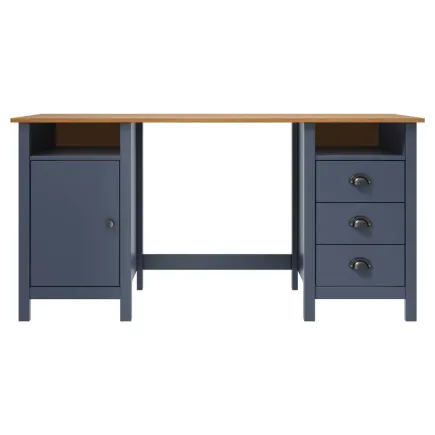Bureau Hill Gris 150x50x74 cm Bois de pin solide 2