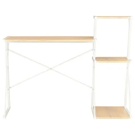 Bureau avec étagère Blanc et chêne 116x50x93 cm 2