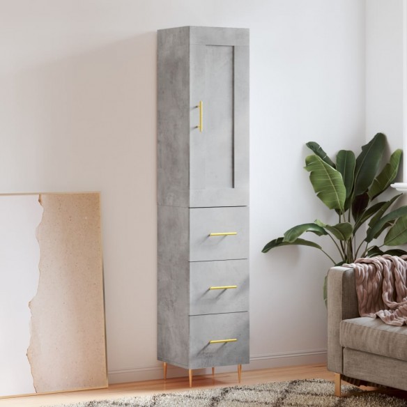 Buffet haut Gris béton 34,5x34x180 cm 