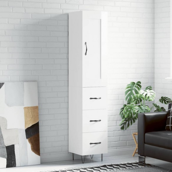 Buffet haut Blanc brillant 34,5x34x180 cm 