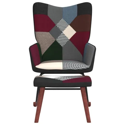 Chaise à bascule avec tabouret Patchwork Tissu 2