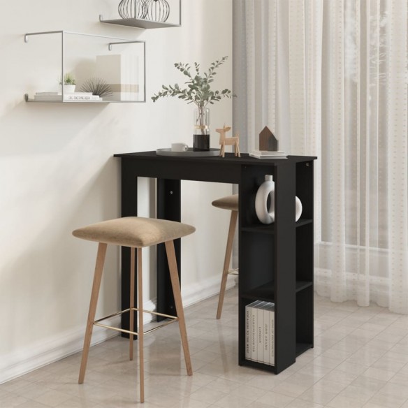 Table de bar avec étagère Noir 102x50x103,5 cm Aggloméré Table de bar avec étagère Noir 102x50x103,5 cm Aggloméré