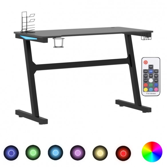 Bureau de jeu à LED en forme de Z noir 110x60x75 cm Bureau de jeu à LED en forme de Z noir 110x60x75 cm