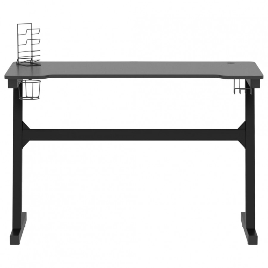 Bureau de jeu à LED en forme de Z noir 110x60x75 cm