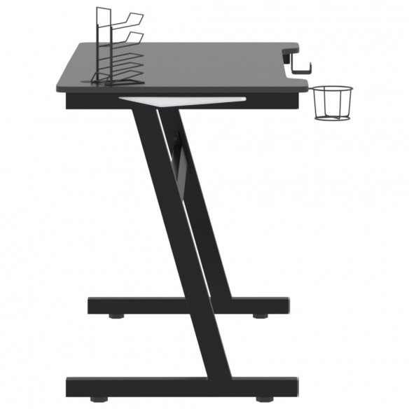 Bureau de jeu à LED en forme de Z noir 110x60x75 cm Bureau de jeu à LED en forme de Z noir 110x60x75 cm