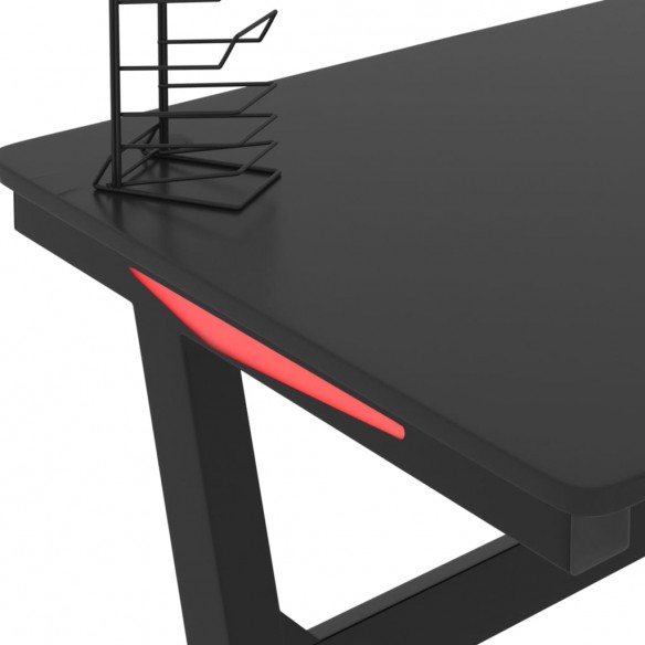 Bureau de jeu à LED en forme de Z noir 110x60x75 cm Bureau de jeu à LED en forme de Z noir 110x60x75 cm