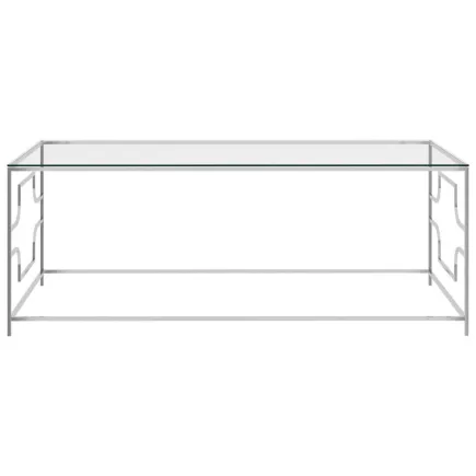 Table basse Argenté 120x60x45 cm Acier inoxydable et verre 2