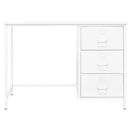 Bureau industriel avec tiroirs Blanc 105x52x75 cm Acier 2
