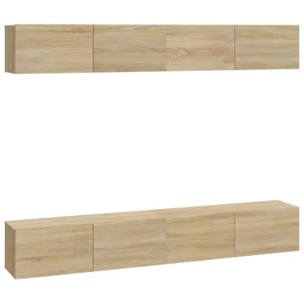 Meubles TV muraux 4 pcs Chêne sonoma 100x30x30 cm 2