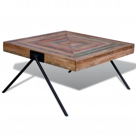 Table basse avec pieds en V Bois de teck recyclé 2
