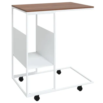 Table d'appoint et roues Blanc 55x36x63,5 cm  2