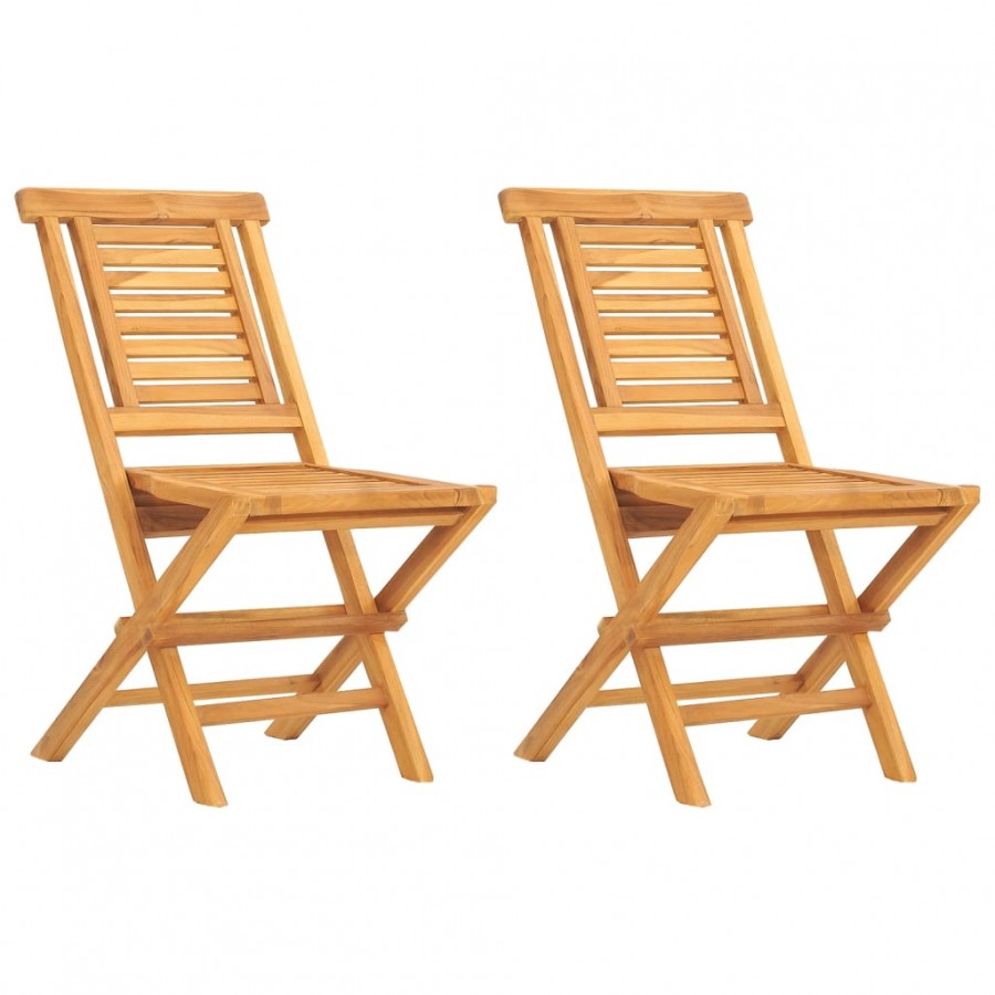 Chaises de jardin pliantes 2 pcs 47x63x90 cm bois massif teck