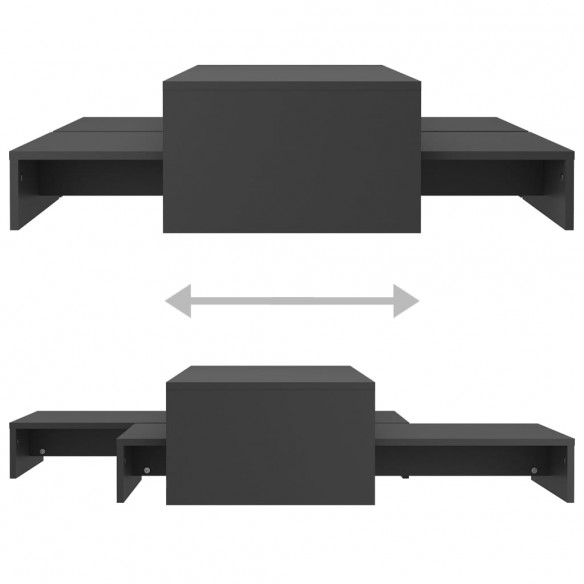 Set tables basses gigognes Gris 100x100x26,5 cm Aggloméré