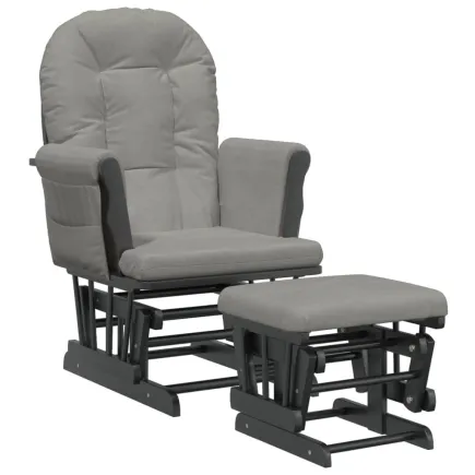 Chaise berçante avec repose-pied Gris clair Tissu 2