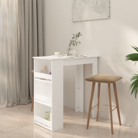 Table de bar avec rangement Blanc 102x50x103,5 cm Aggloméré Table de bar avec rangement Blanc 102x50x103,5 cm Aggloméré