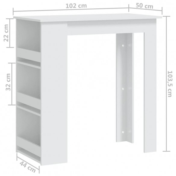 Table de bar avec rangement Blanc 102x50x103,5 cm Aggloméré Table de bar avec rangement Blanc 102x50x103,5 cm Aggloméré