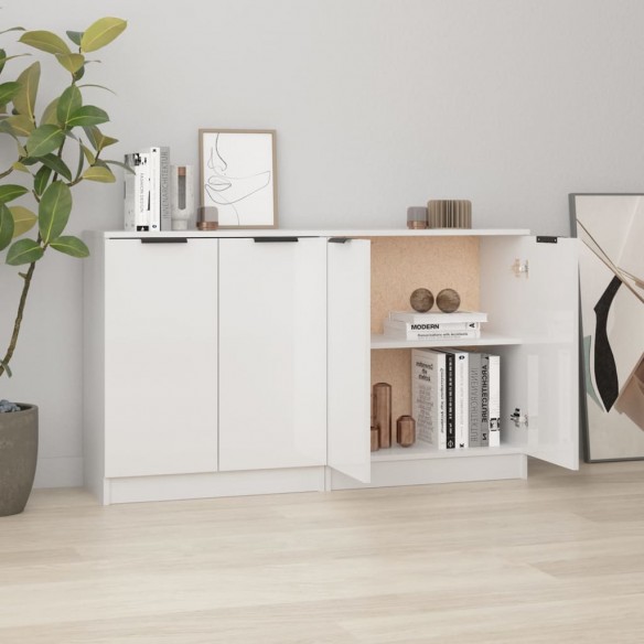 Buffets 2 pcs Blanc Brillant 60x30x70 cm 